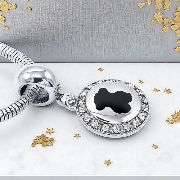 ποΈ 18K Gold Platedβ Stainless Steel Snake Chain Black Bear Charm & Rhinestones - Picture 6 of 16